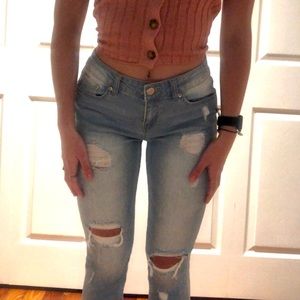 Fashion nova light wash ripped jeans